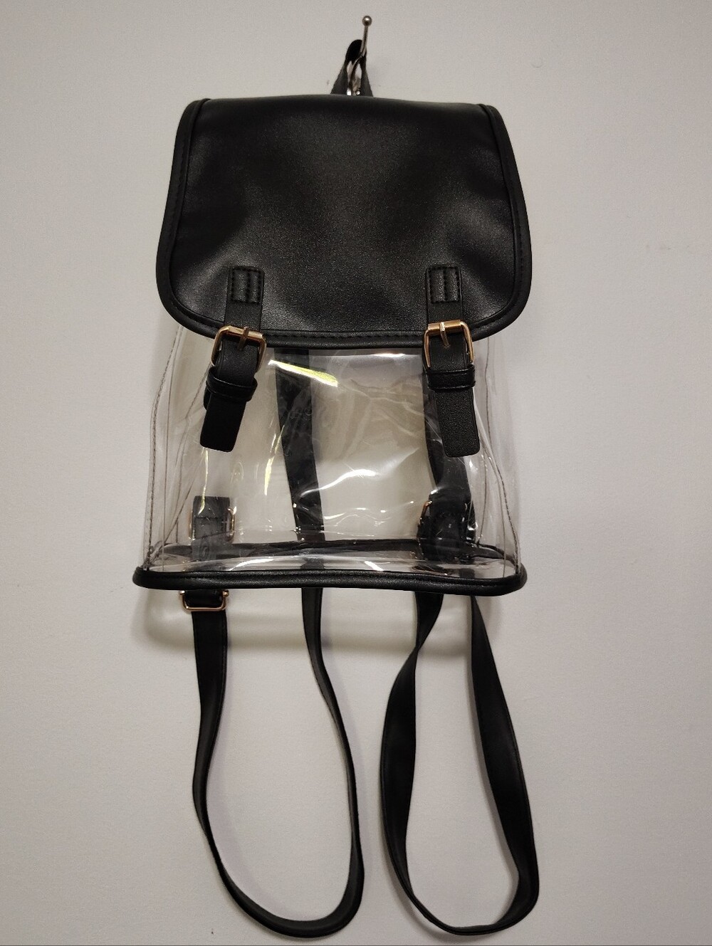 Clear Black Flap Backpack - Stylish Transparent Women’s Bag